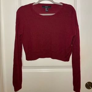F21 Maroon Cropped Sweater